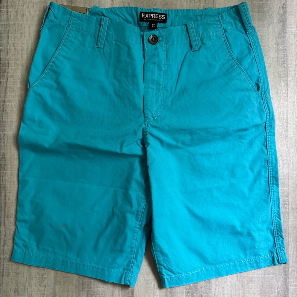 Express Blue Flat Front Shorts